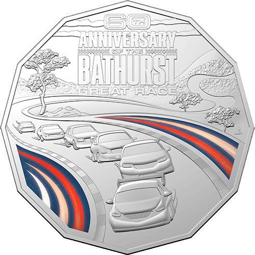 2023 50c 60th Anniversary of the Bathurst 1000 Coloured Coin