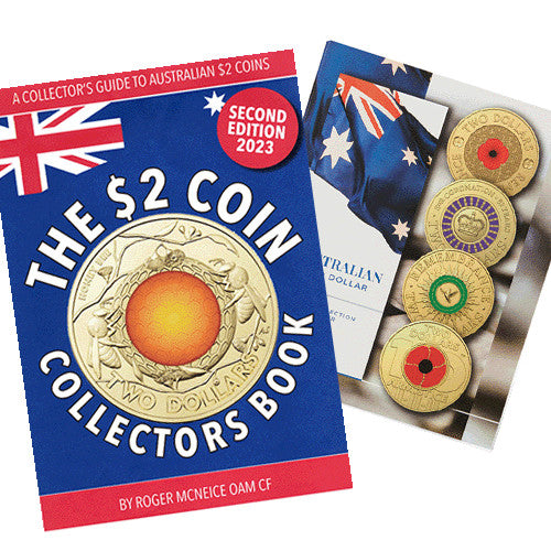Australian $2 Coin Collectors Book Soft Cover 2nd Edition - By Roger V McNeice + Australian Two Dollar Coin Collection Folder Volume 1