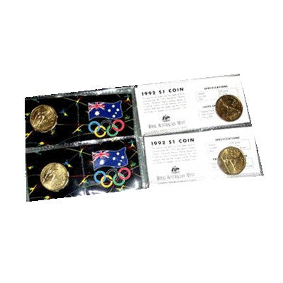 1992 $1 Barcelonia Olympic Games Unc Coin in RAM Card