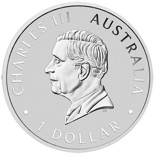 2024 $1 Australian Kookaburra 1oz Silver Bullion Coin - King Charles III Obverse