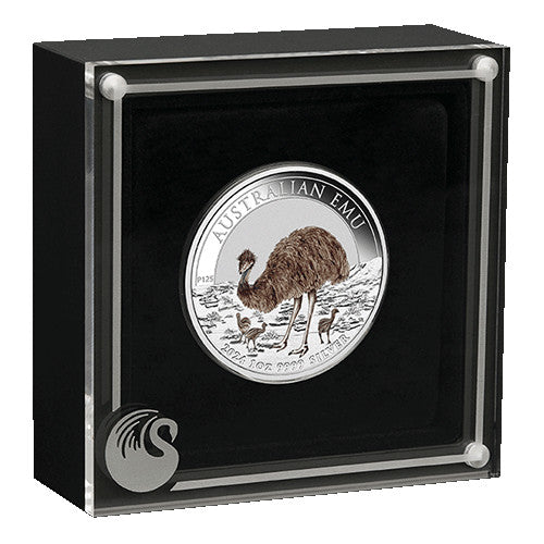 2024 $1 Australian Emu 1oz Silver Coloured Coin In Case