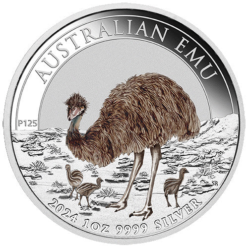 2024 $1 Australian Emu 1oz Silver Coloured Coin