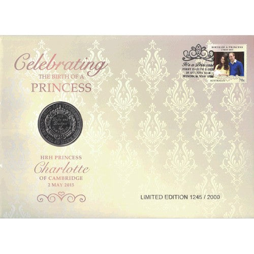 2015 GB L5 HRH Princess Charlotte Prestige Coin & Stamp Cover PNC