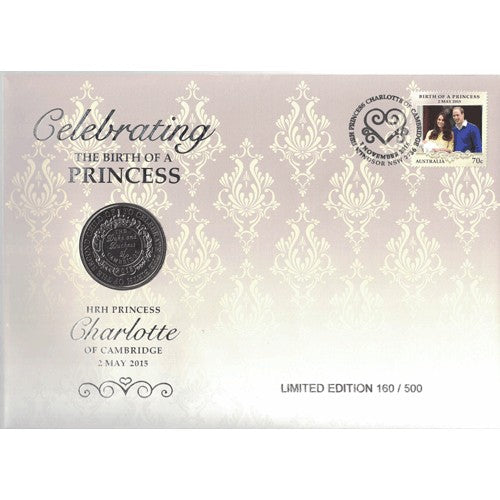 2015 Great Britain L5 HRH Princess Charlotte Prestige Coin & Stamp Cover PNC