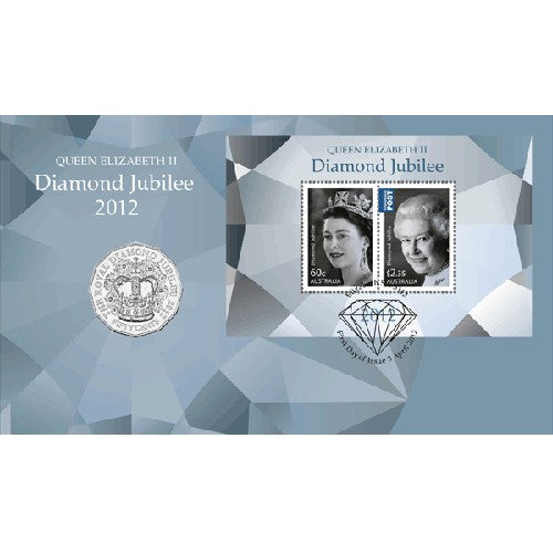 2012 50c Queens Jubilee Coin & Stamp Cover PNC