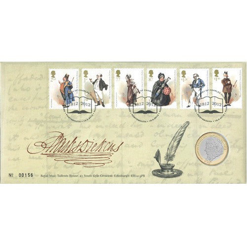 2012 GB L2 Charles Dickens Coin & Stamp Cover PNC