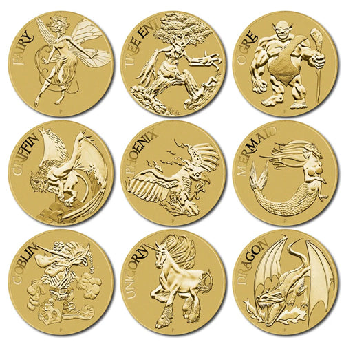 2011 $1 Young Collectors - Mythical Creatures 9 Coin Al/Br Set