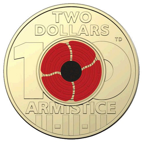 2018 $2 Remembrance Day Armistice Centenary Al/Br Coloured Coin