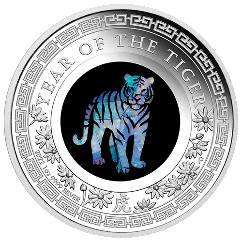 2022 $1 Australian Opal Lunar Series Year of the Tiger 1oz Silver Proof Coin