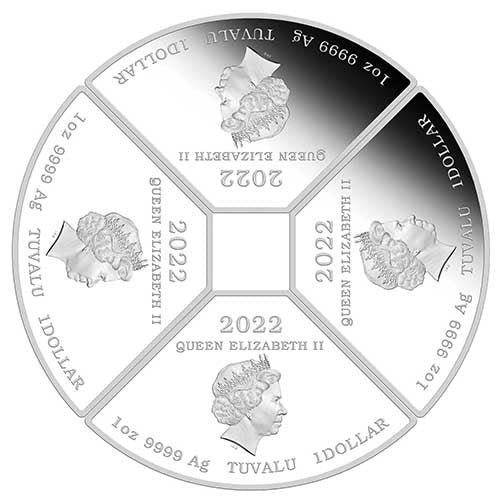 2022 $1 Year of the Tiger Quadrant 1oz Silver Proof Coloured Four-Coin Set