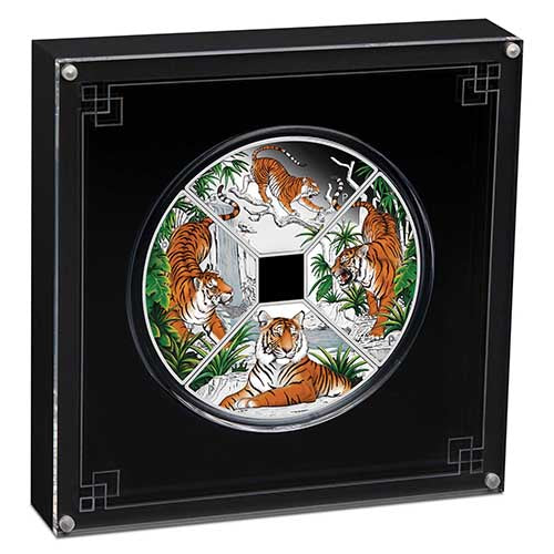 2022 $1 Year of the Tiger Quadrant 1oz Silver Proof Coloured Four-Coin Set