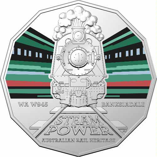 2022 50c Australian Steam Trains Coloured Uncirculated Coins WA W945 Banksiadale