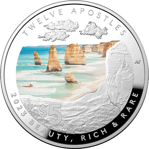 2023 $5 Beauty, Rich & Rare - 12 Apostles Coloured Silver Proof Domed Coin