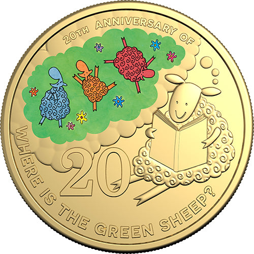 2024 20c 20th Anniversary of Where is the Green Sheep - Deluxe Edition Book with Gold Plated Coloured Uncirculated Coin