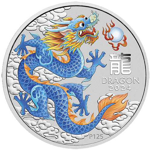 2024 Australian Lunar Series III Year of the Dragon 1/2oz 10 Coin Set Blue Dragon Coin