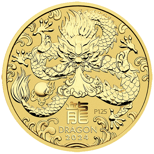 2024 Australian Lunar Series III Year of the Dragon 1/2oz 10 Coin Set Gilded Coin