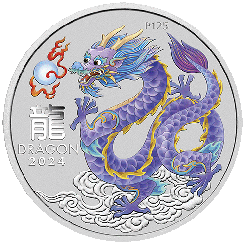 2024 Australian Lunar Series III Year of the Dragon 1/2oz 10 Coin Set Purple Dragon