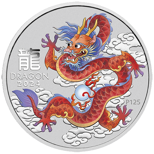 2024 Australian Lunar Series III Year of the Dragon 1/2oz 10 Coin Set Red Dragon