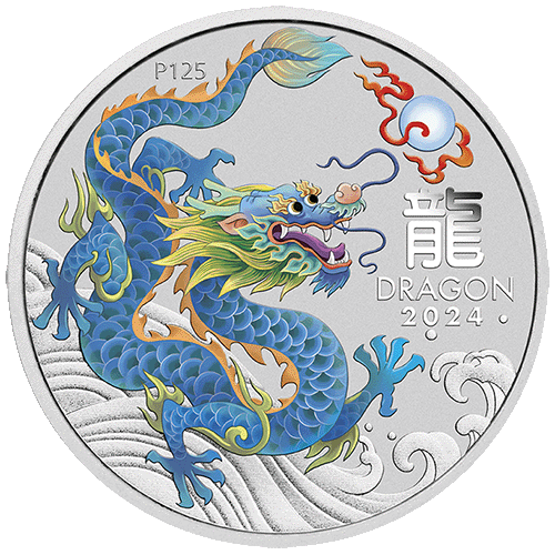 2024 Australian Lunar Series III Year of the Dragon 1/2oz 10 Coin Set Turquoise Dragon