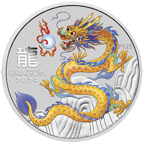 2024 Australian Lunar Series III Year of the Dragon 1/2oz 10 Coin Set Yellow Dragon