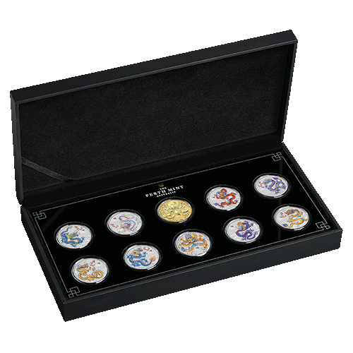 2024 Australian Lunar Series III Year of the Dragon 1/2oz 10 Coin Set Case Open