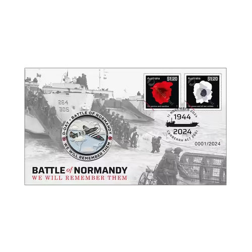 2024 Battle of Normandy - We Will Remember Them Medallion & Stamp Cover PNC