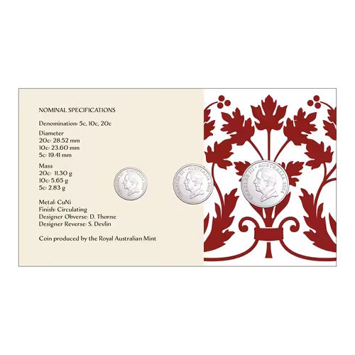 2024 King Charles III Birthday Three Coins Coin & Stamp Cover PNC - 20c, 10c, 5c