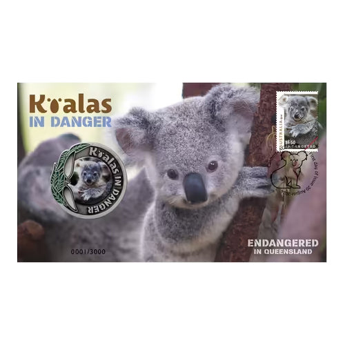 2024 Koalas in Danger - Endangered in the QLD Limited Edition Medallion & Stamp Cover PNC