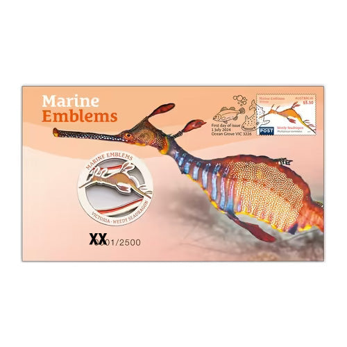 2024 Marine Emblems #2 - Seadragon, Shark, Barramundi Medallion & Stamp Cover PNC - Set of 3