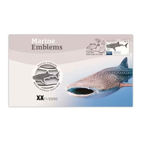 2024 Marine Emblems #2 - Seadragon, Shark, Barramundi Medallion & Stamp Cover PNC - Set of 3