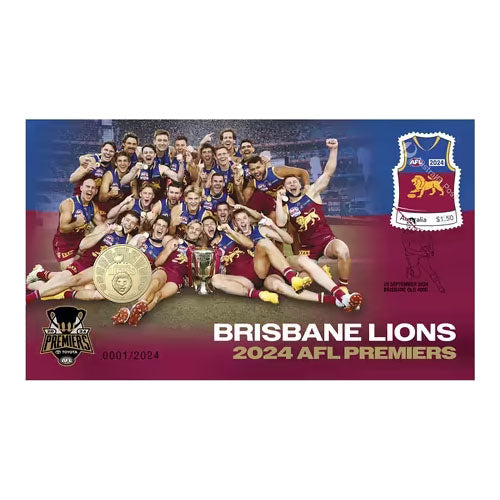 2024 $1 AFL Premiers Brisbane Lions Coin & Stamp Cover PNC 