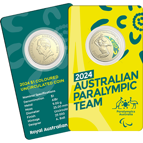 2024 $1 Australian Paralympic Team Coloured Uncirculated Coin in RAM Card