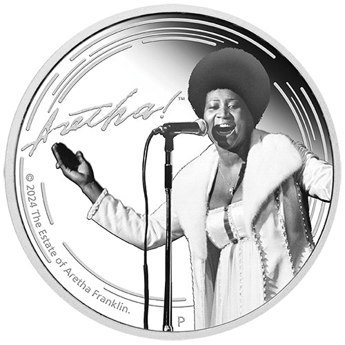 2024 $1 Aretha Franklin 1oz Silver Proof Coloured Coin