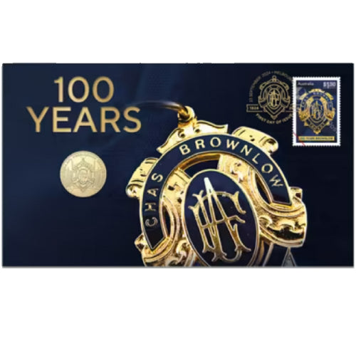 2024 $1 100 Years of Brownlow Medal Coin & Stamp Cover PNC