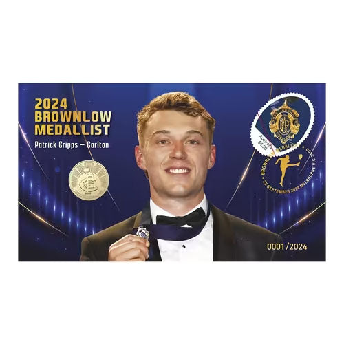 2024 $1 Brownlow Medallist Patrick Cripps - Carlton Coin & Stamp Cover PNC