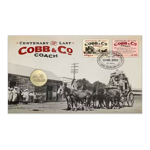 2024 $1 Centenary of Last Cobb & Co Coach Coin & Stamp Cover PNC