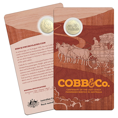 2024 $1 Cobb & Co - Centenary of the Last Coach Service in Australia Uncirculated Coin in RAM Card