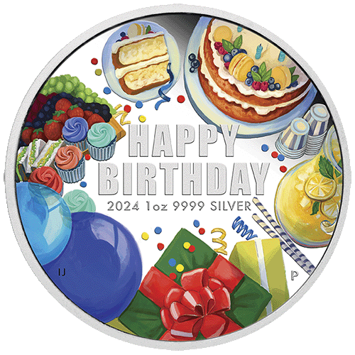 2024 $1 Happy Birthday 1oz Silver Proof Coloured Coin