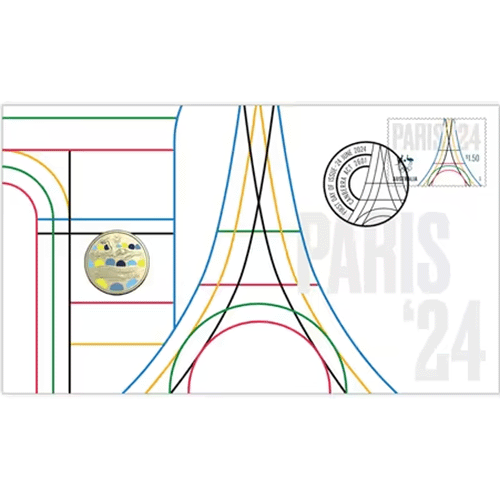 2024 $1 Paris '24 Olympic Games Coin & Stamp Cover PNC