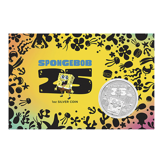 2024 $1 SpongeBob SquarePants 25th Anniversary 1oz Silver Coin in Card