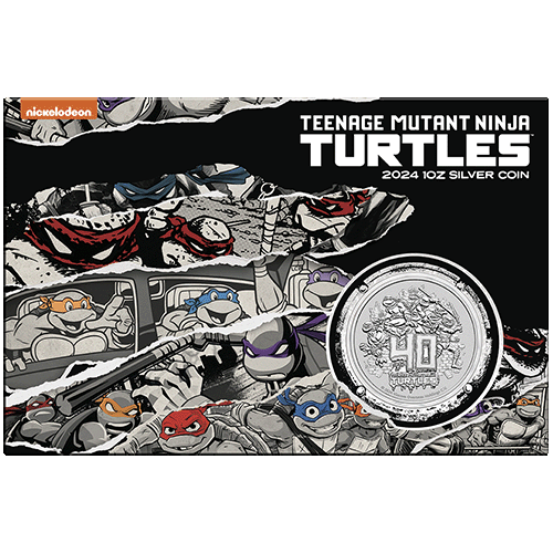 2024 $1 Teenage Mutant Ninja Turtles 40th Anniversary  1oz Silver BU Coin in Card