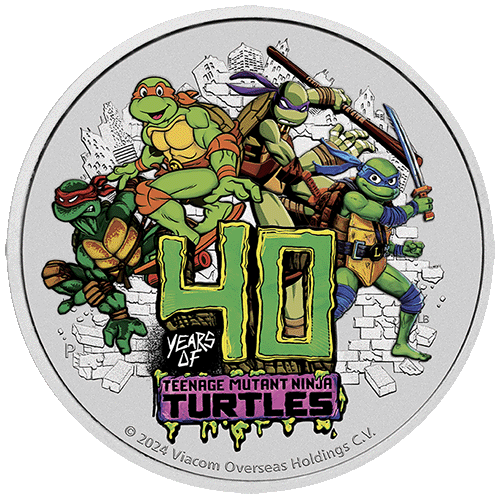 2024 $1 Teenage Mutant Ninja Turtles 40th Anniversary  1oz Silver Coloured Coin in Card