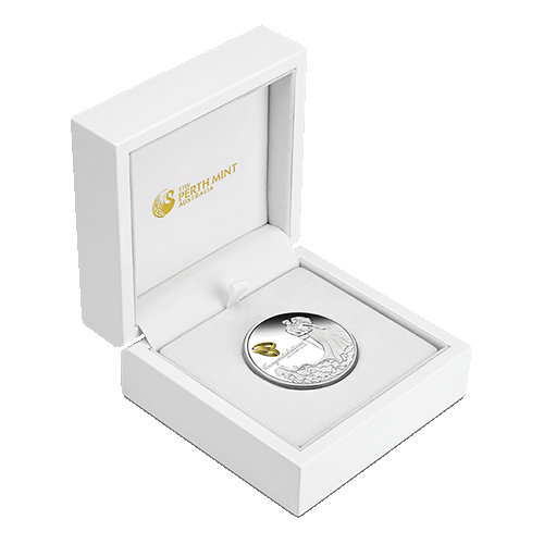 2024 $1 Wedding Silver Proof 1oz Coin in Case Open