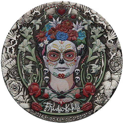 2024 $2 Frida Kahlo 2oz Silver Antiqued Coloured Coin