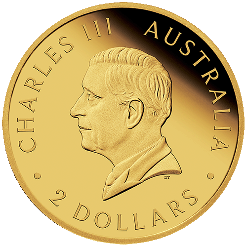 2024 $2 Mini Roo 0.5gm Gold Proof Coin Obverse