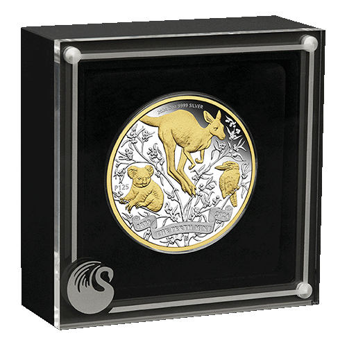 2024 $2 The Perth Mint's 125th Anniversary 2oz Silver Proof Gilded Coin in Case