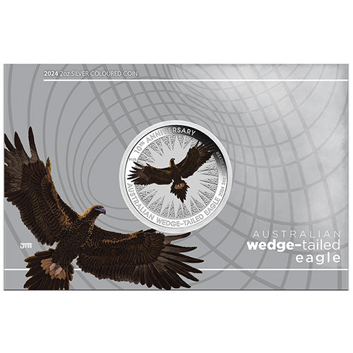 2024 $2 Australian Wedge Tailed Eagle 10th Anniversary 2oz Silver Coloured Coin in Card