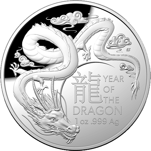 2024 $5 Year of the Dragon 1oz Silver Proof Domed Coin