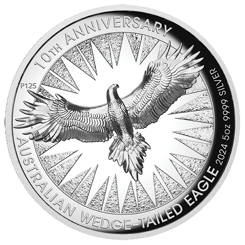 2024 $8 Australian Wedge Tailed Eagle 5oz Silver Proof High Relief Gilded Coin