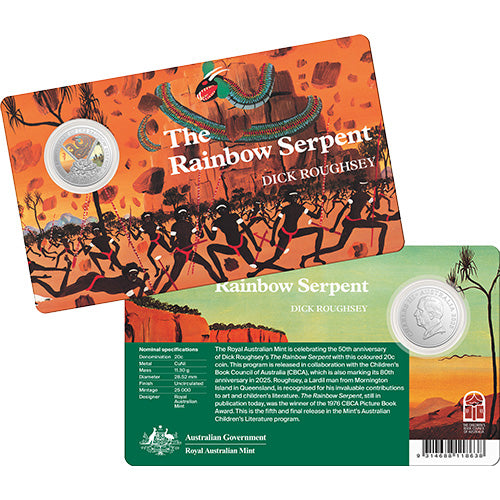 2025 20c 50th Anniversary of The Rainbow Serpent Cu/Ni Coin in Card